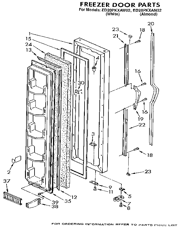 Whirlpool ED20PKXAW02 freezer door diagram