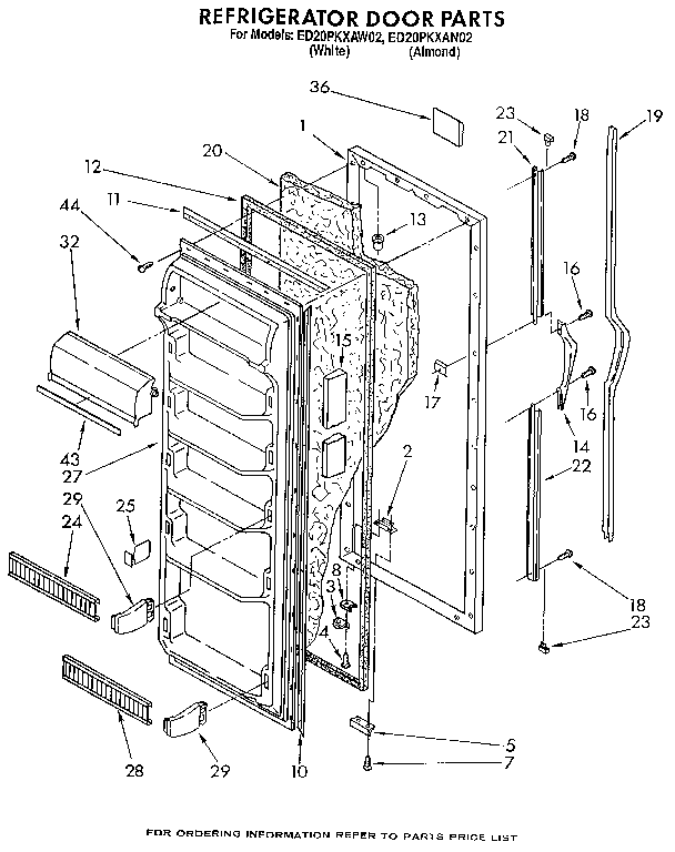 Whirlpool ED20PKXAW02 refrigerator door diagram