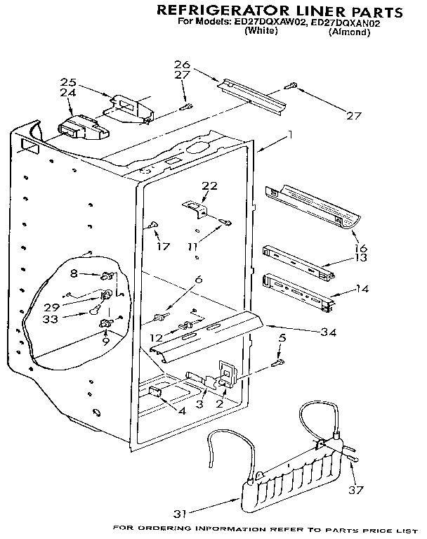 Whirlpool ED27DQXAW02 refrigerator liner diagram