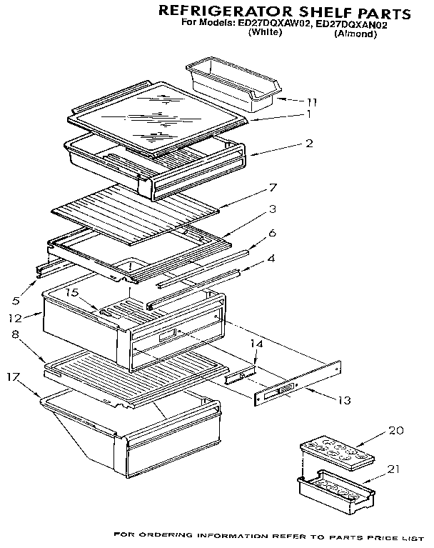 Whirlpool ED27DQXAW02 refrigerator shelf diagram