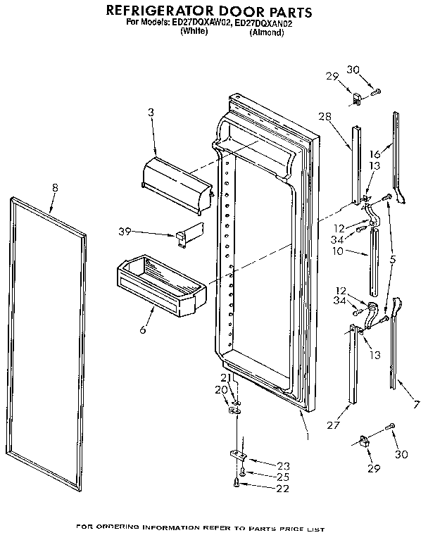 Whirlpool ED27DQXAW02 refrigerator door diagram