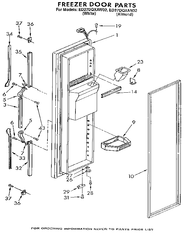 Whirlpool ED27DQXAW02 freezer door diagram