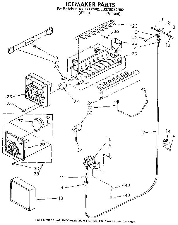 Whirlpool ED27DQXAW02 icemaker diagram