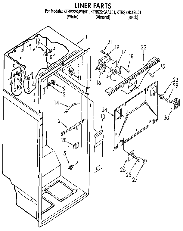 KitchenAid KTRS22KAAL01 liner diagram