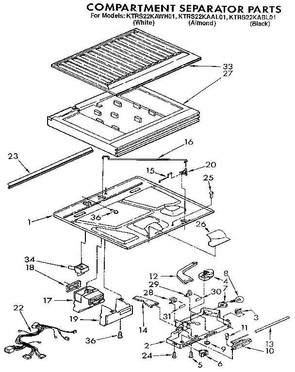 KitchenAid KTRS22KAAL01 compartment separator diagram