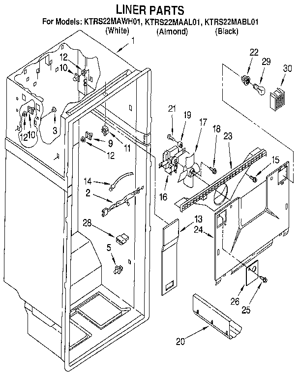 KitchenAid KTRS22MAAL01 liner diagram