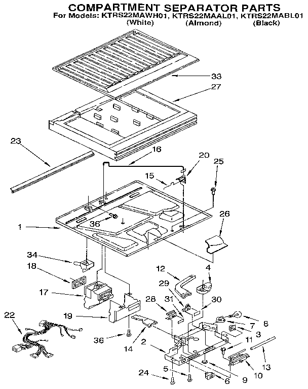 KitchenAid KTRS22MAAL01 compartment separator diagram