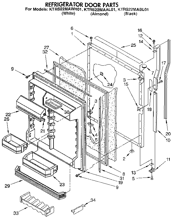 KitchenAid KTRS22MAAL01 refrigerator door diagram