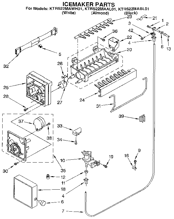 KitchenAid KTRS22MAAL01 icemaker diagram