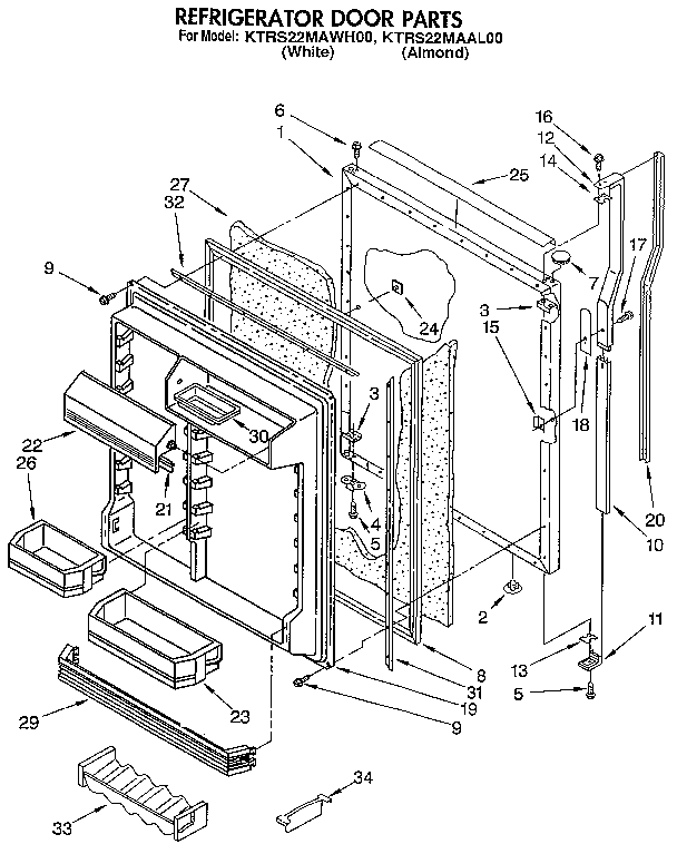 KitchenAid KTRS22MAAL00 refrigerator door diagram