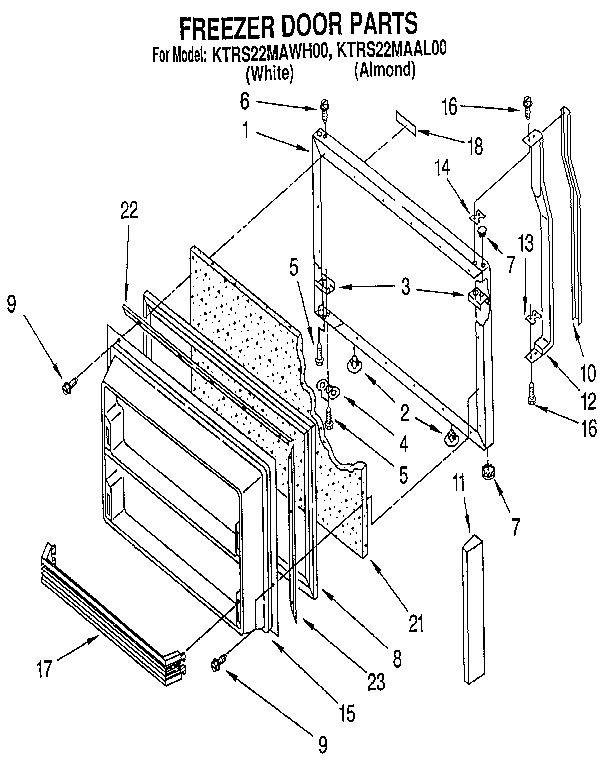 KitchenAid KTRS22MAAL00 freezer door diagram