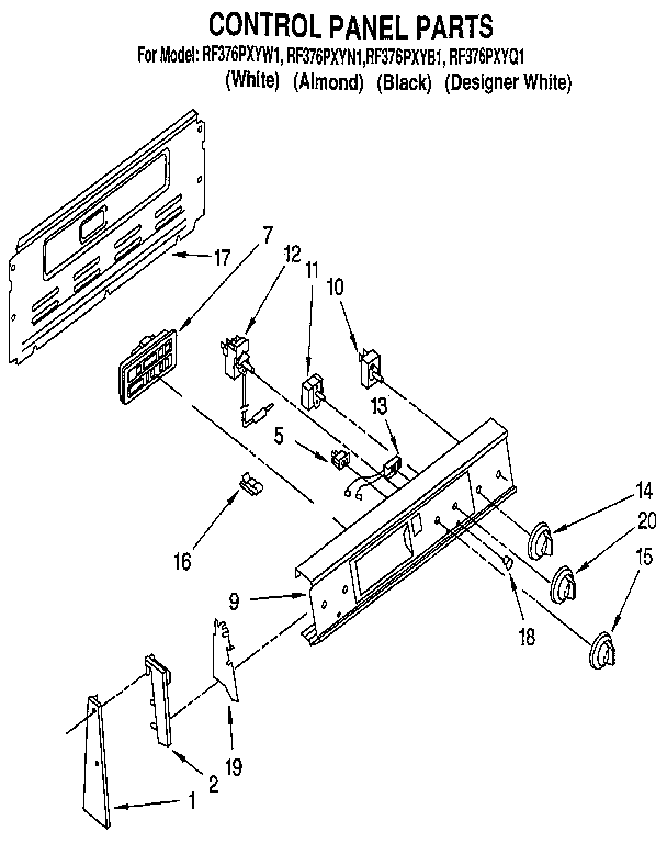 Whirlpool RF376PXYB1 control panel diagram