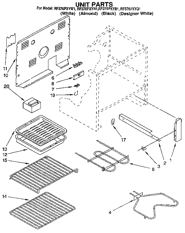 Whirlpool RF376PXYB1 unit diagram