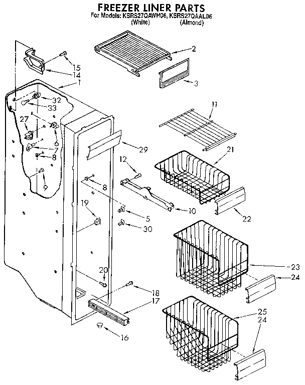 KitchenAid KSRS27QAAL06 freezer liner diagram