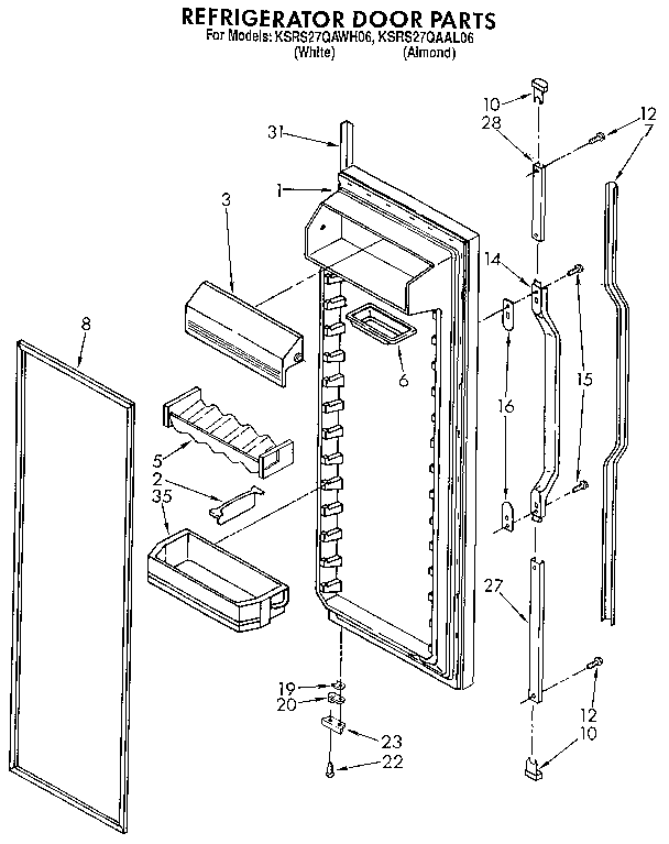 KitchenAid KSRS27QAAL06 refrigerator door diagram