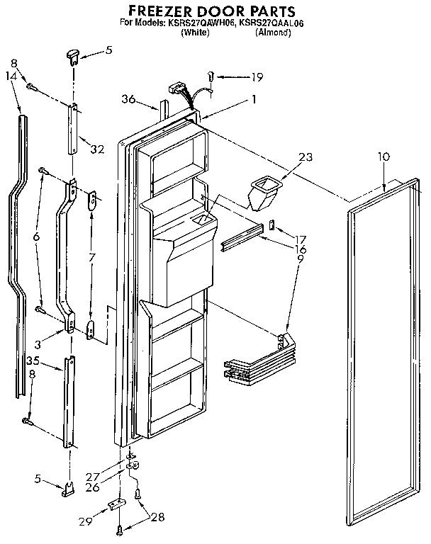 KitchenAid KSRS27QAAL06 freezer door diagram