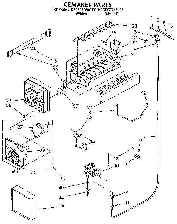 KitchenAid KSRS27QAAL06 icemaker diagram