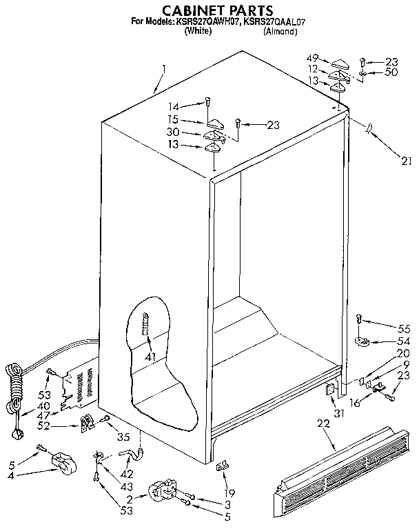 KitchenAid KSRS27QAAL07 cabinet diagram