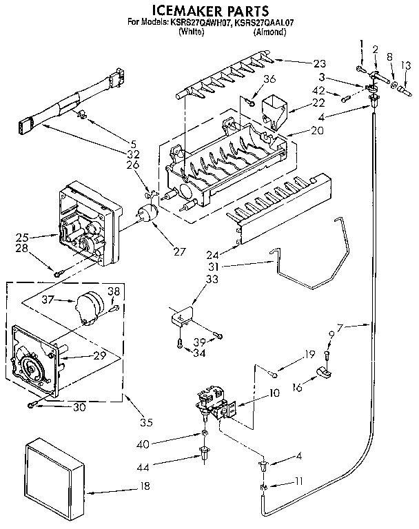 KitchenAid KSRS27QAAL07 icemaker diagram