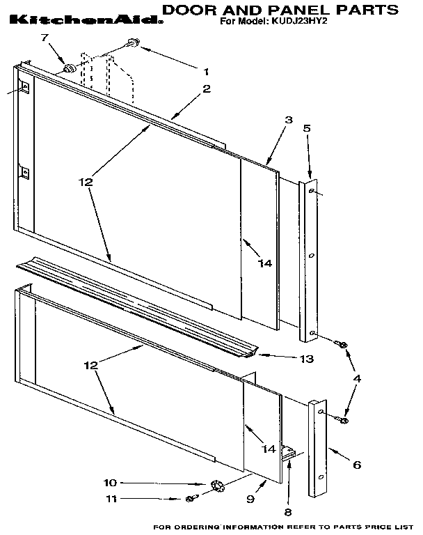 KitchenAid KUDJ23HY2 door and panel diagram
