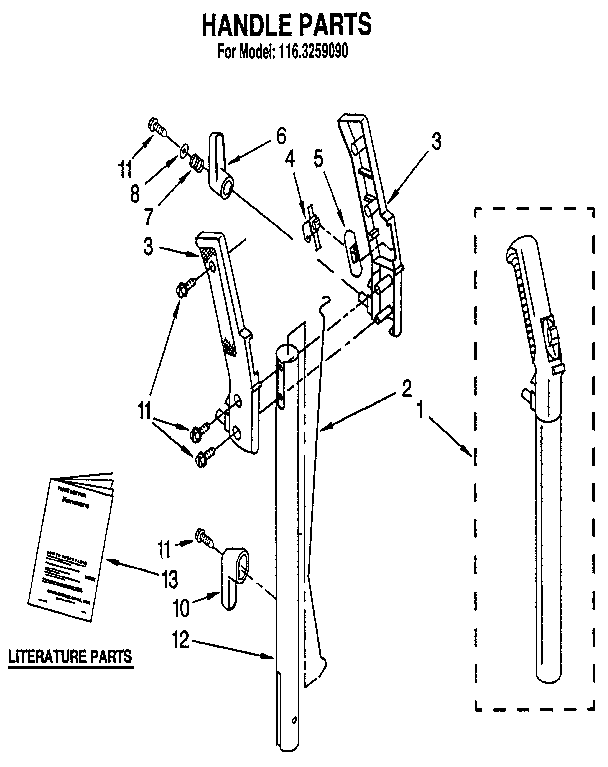 Kenmore 1163259090 handle diagram