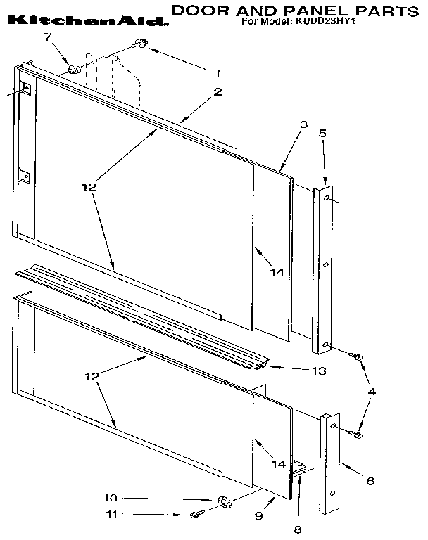 KitchenAid KUDD23HY1 door and panel diagram