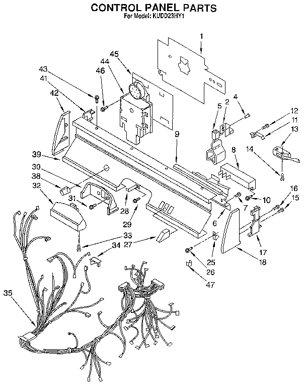 KitchenAid KUDD23HY1 control panel diagram