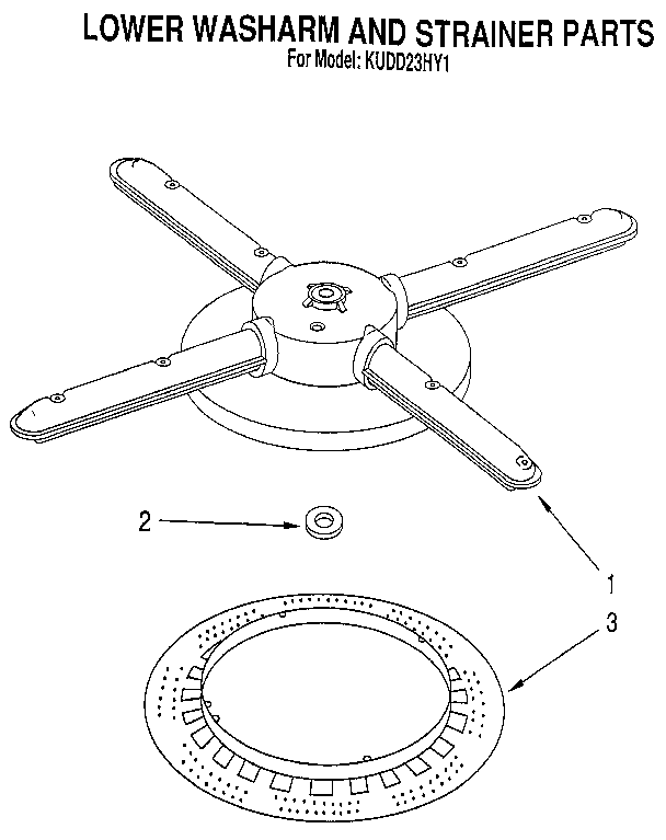 KitchenAid KUDD23HY1 lower washarm and strainer diagram