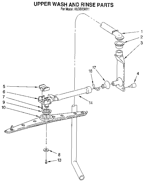 KitchenAid KUDD23HY1 upper wash and rinse diagram