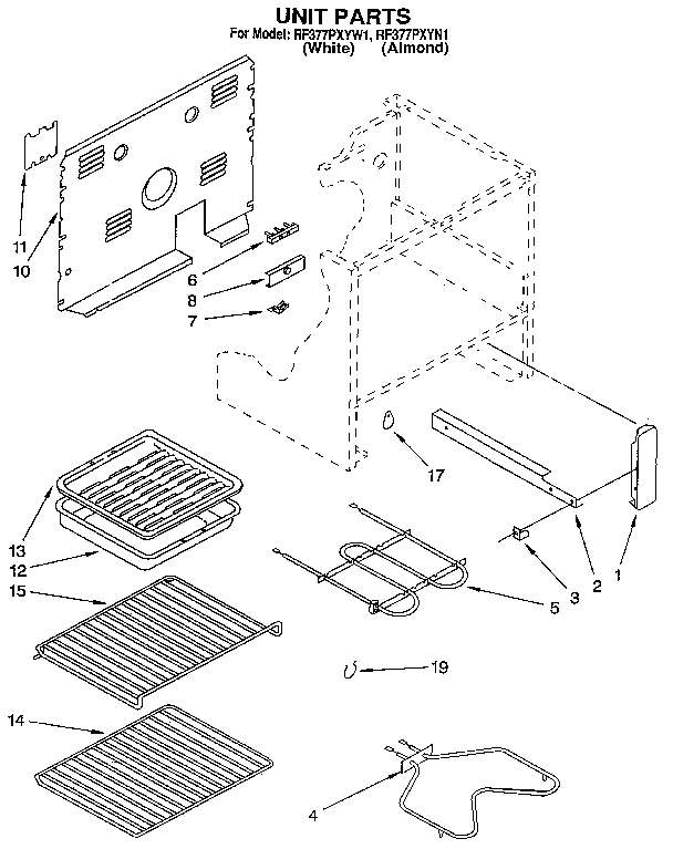 Whirlpool RF377PXYN1 unit diagram