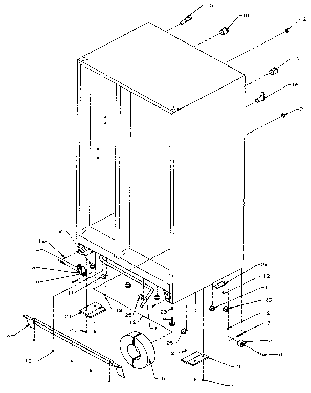 Amana SXD25NP-P1162407W freezer door hinge and trim diagram