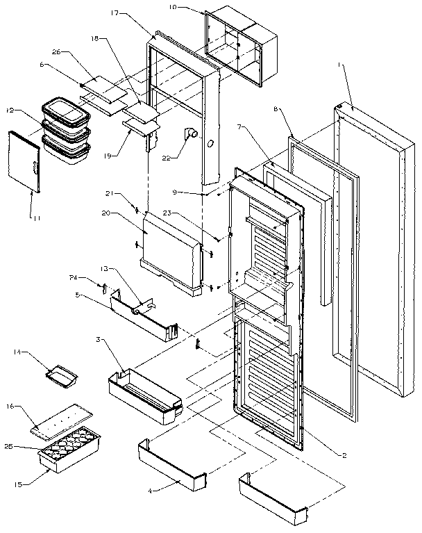 Amana SXD25NP-P1162407W refrigerator door diagram