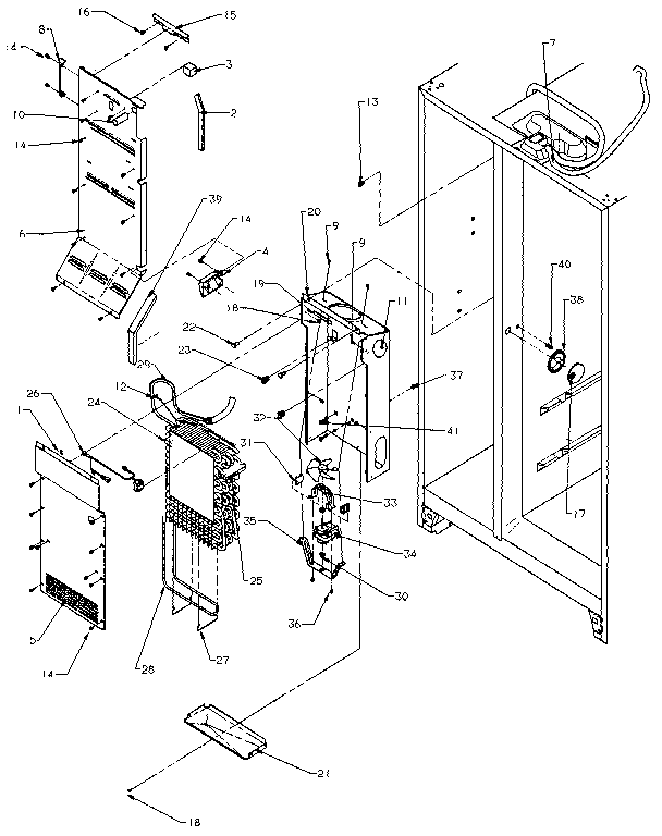 Amana SXD25NP-P1162407W evaporator and air handling diagram