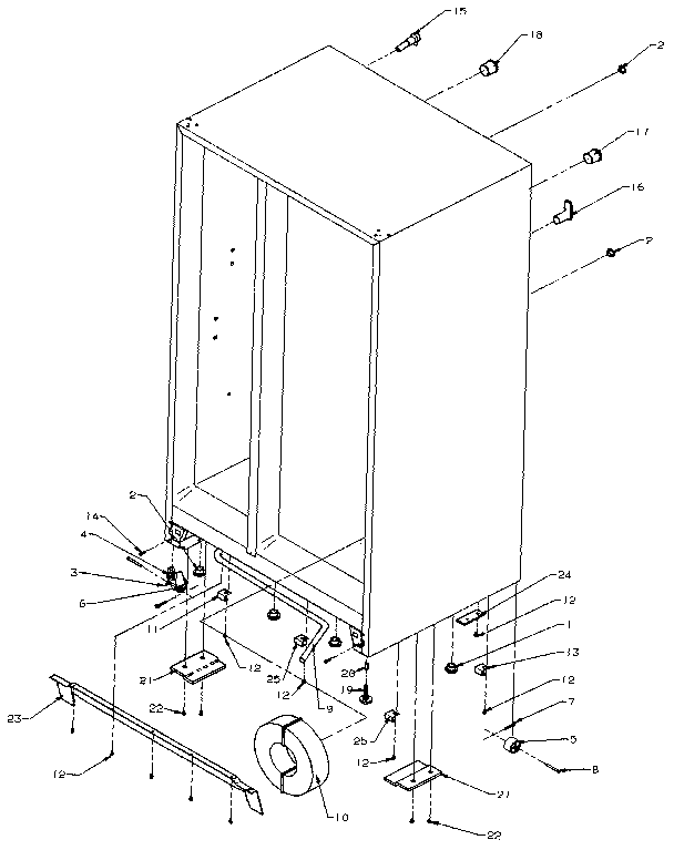 Amana SXD25NP-P1162407W cabinet outer hardware diagram