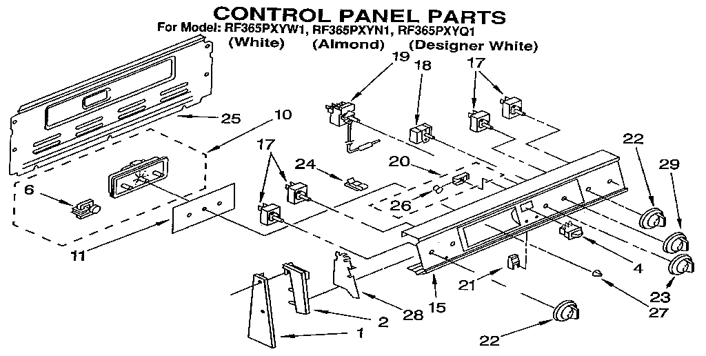Whirlpool RF365PXYN1 control panel diagram