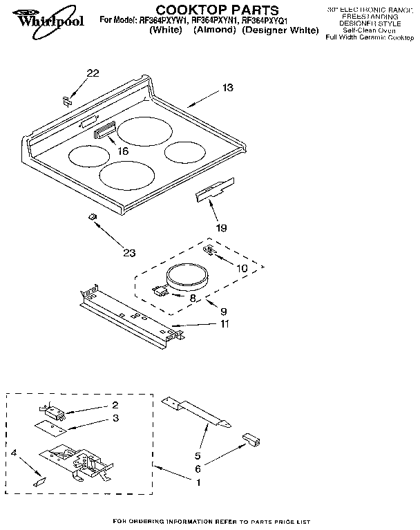 Whirlpool RF364PXYN1 cooktop diagram