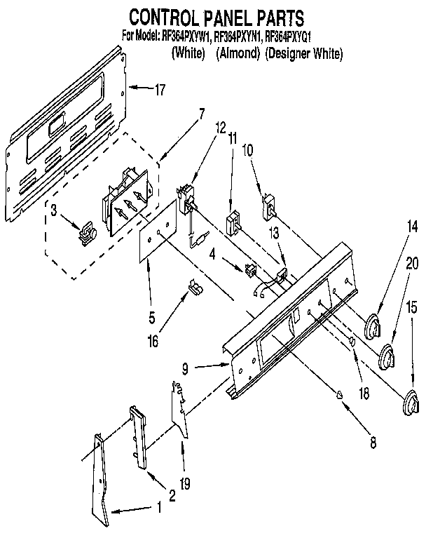 Whirlpool RF364PXYN1 control panel diagram