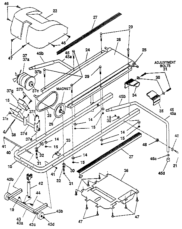 DP 21-4000 motor and walking belt assembly diagram