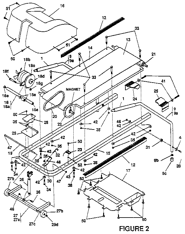 DP 21-4000A motor and walking belt assembly diagram