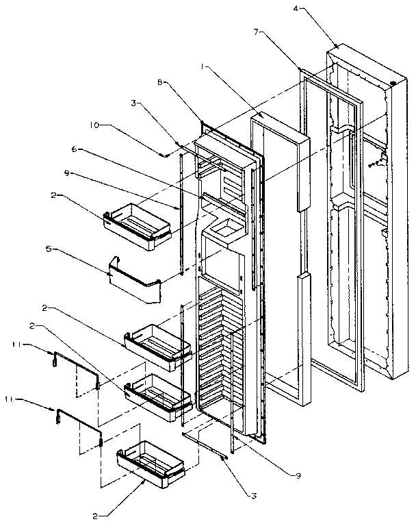 Amana SXD27N-P1162411W freezer door diagram