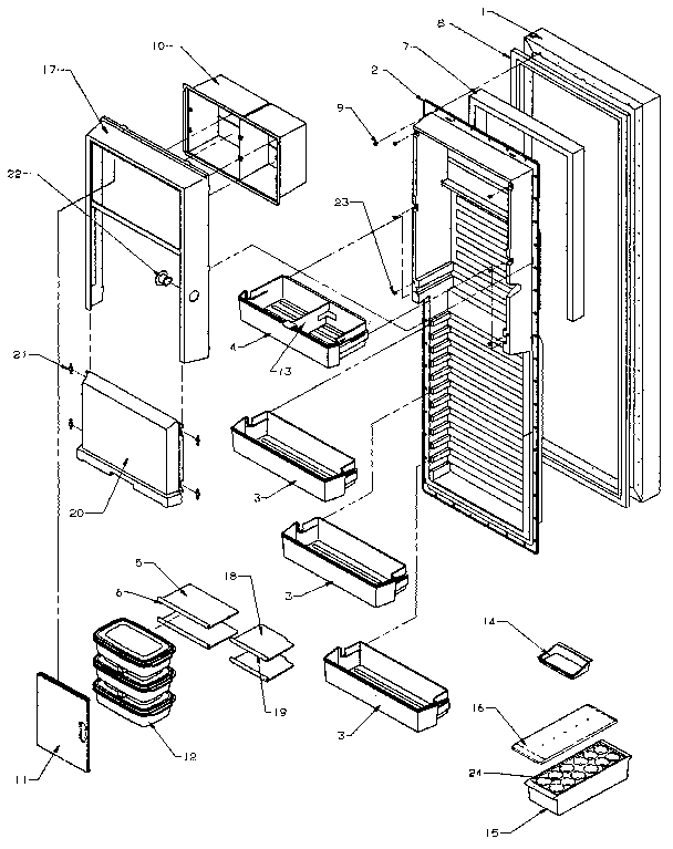 Amana SXD27N-P1162411W refrigerator door diagram