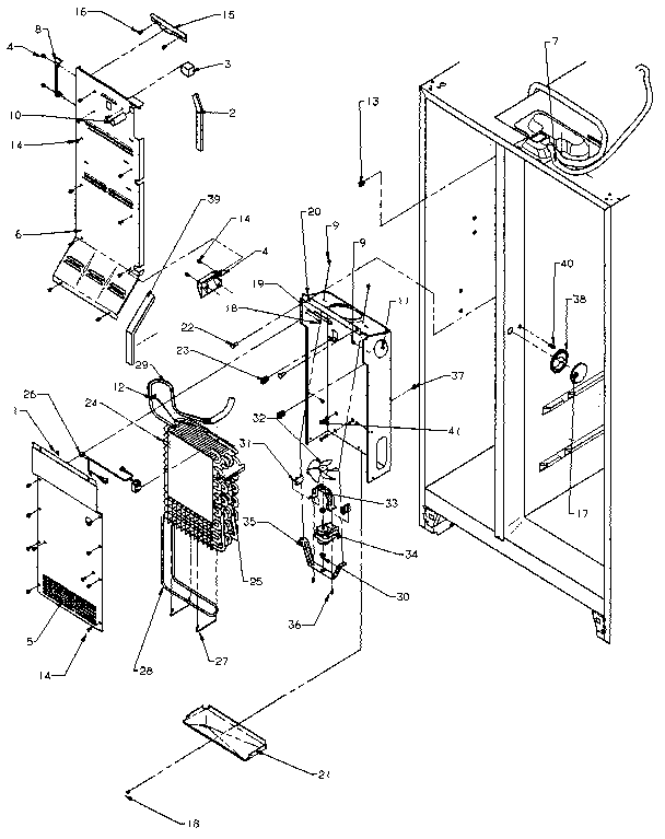 Amana SXD27N-P1162411W evaporator and air handling diagram