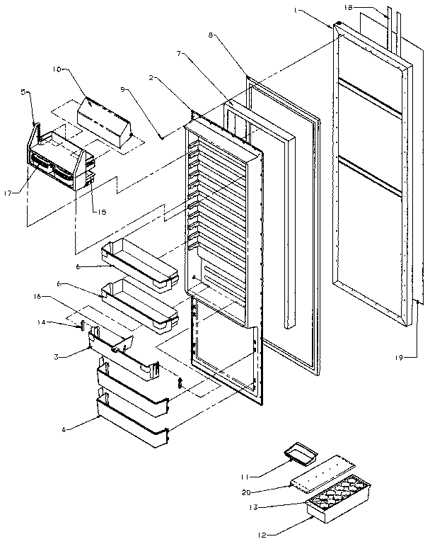Amana SXD22N-P1162405W refrigerator door diagram