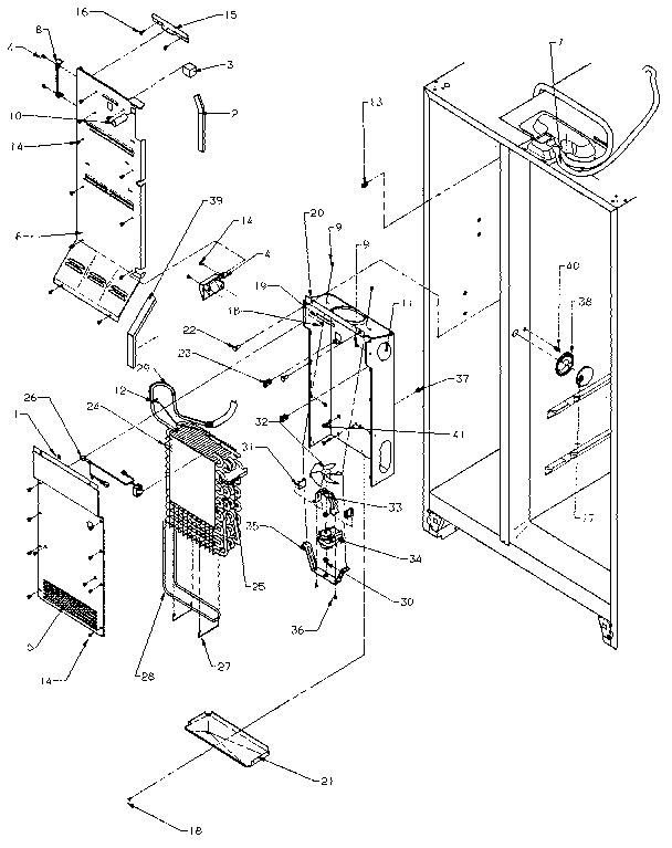 Amana SXD22N-P1162405W evaporator and air handling diagram