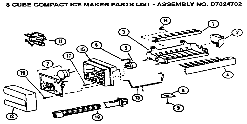 Amana SXD22N-P1162405W 8 cube compact ice maker diagram