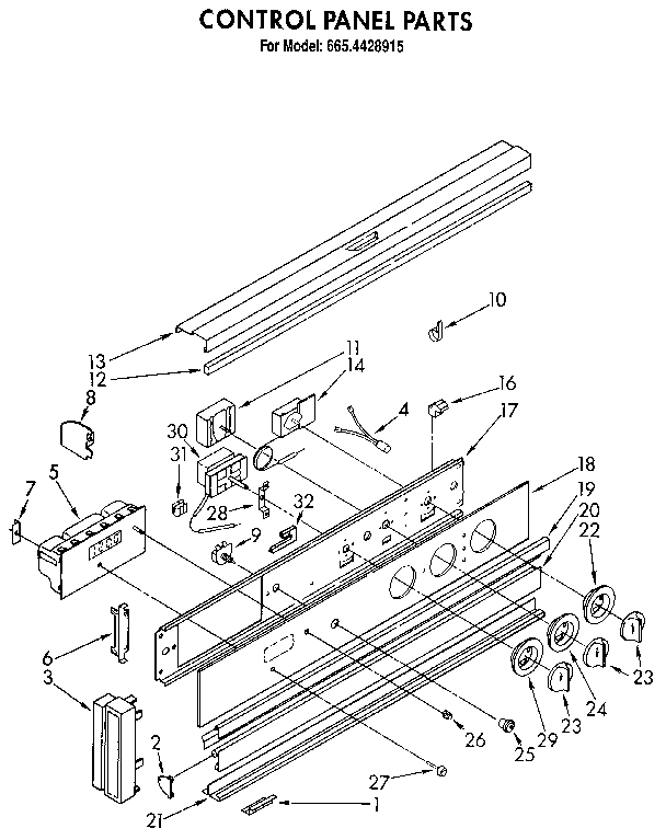 Kenmore 6654428915 control panel diagram