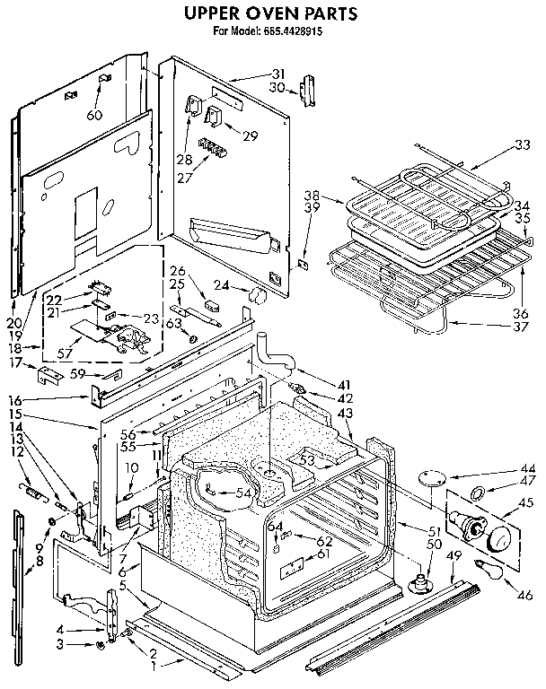 Kenmore 6654428915 upper oven diagram