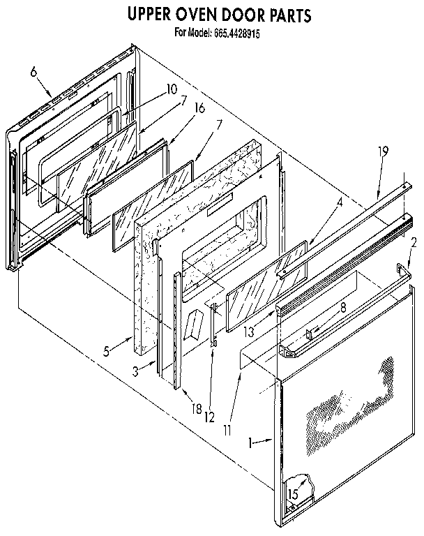 Kenmore 6654428915 upper oven door diagram