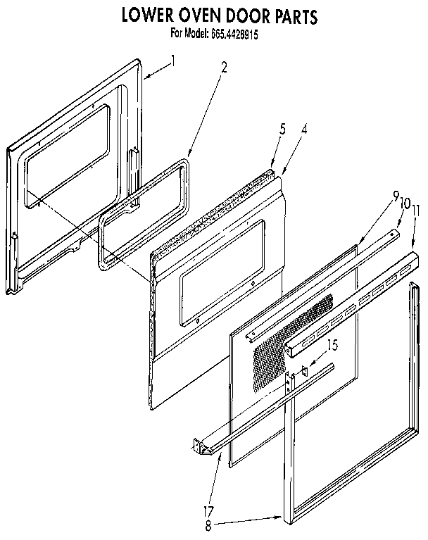 Kenmore 6654428915 lower oven door diagram