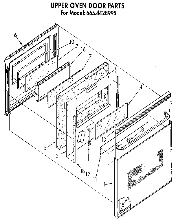 Kenmore 6654428995 upper oven door diagram